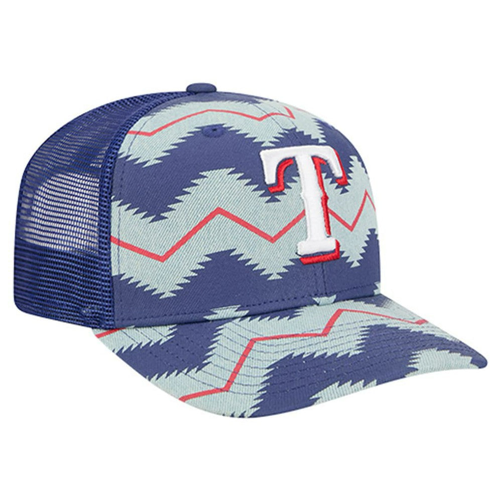 Texas Rangers Aztec Denim 9SEVENTY Adjustable Hat - Denim/Royal | New Era