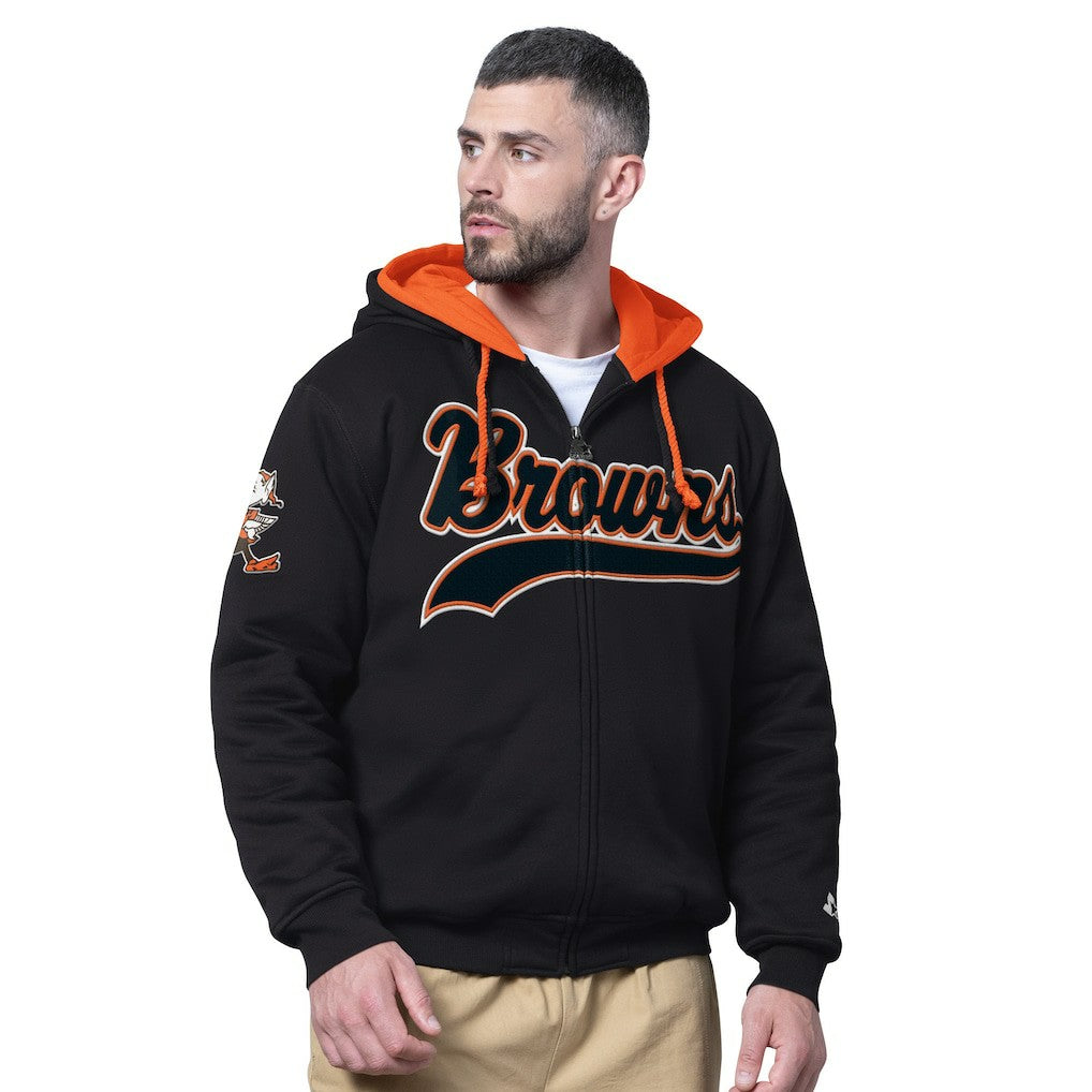 NFL Cleveland Browns Starter Big Shot Throwback Full-Zip Double Hooded Jacket