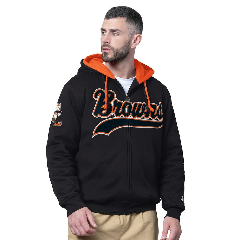 NFL Cleveland Browns Starter Big Shot Throwback Full-Zip Double Hooded Jacket
