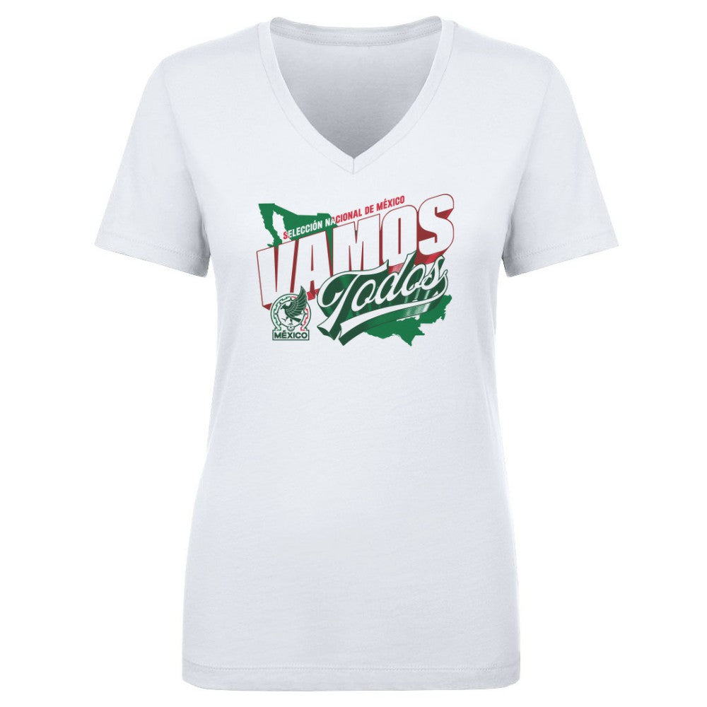 Mexico National Team 500 Level Women's Vamos Todos Country V-Neck T-Shirt / Soccer Hot sale