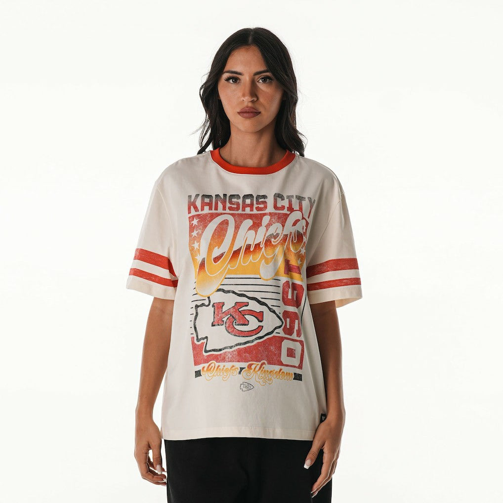 NFL Kansas City Chiefs The Wild Collective Women's Vintage Drop Shoulder Oversized Boyfriend T-Shirt