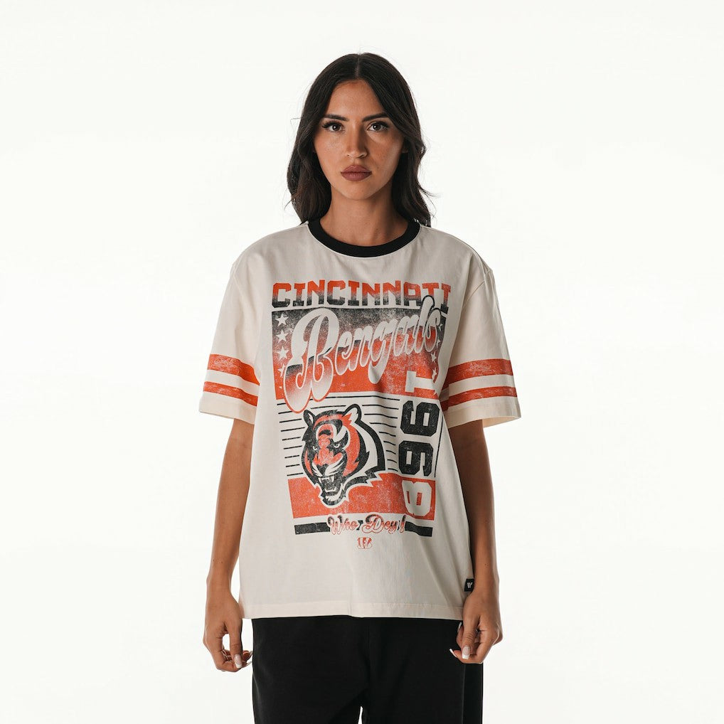 NFL Cincinnati Bengals The Wild Collective Women's Vintage Drop Shoulder Oversized Boyfriend T-Shirt