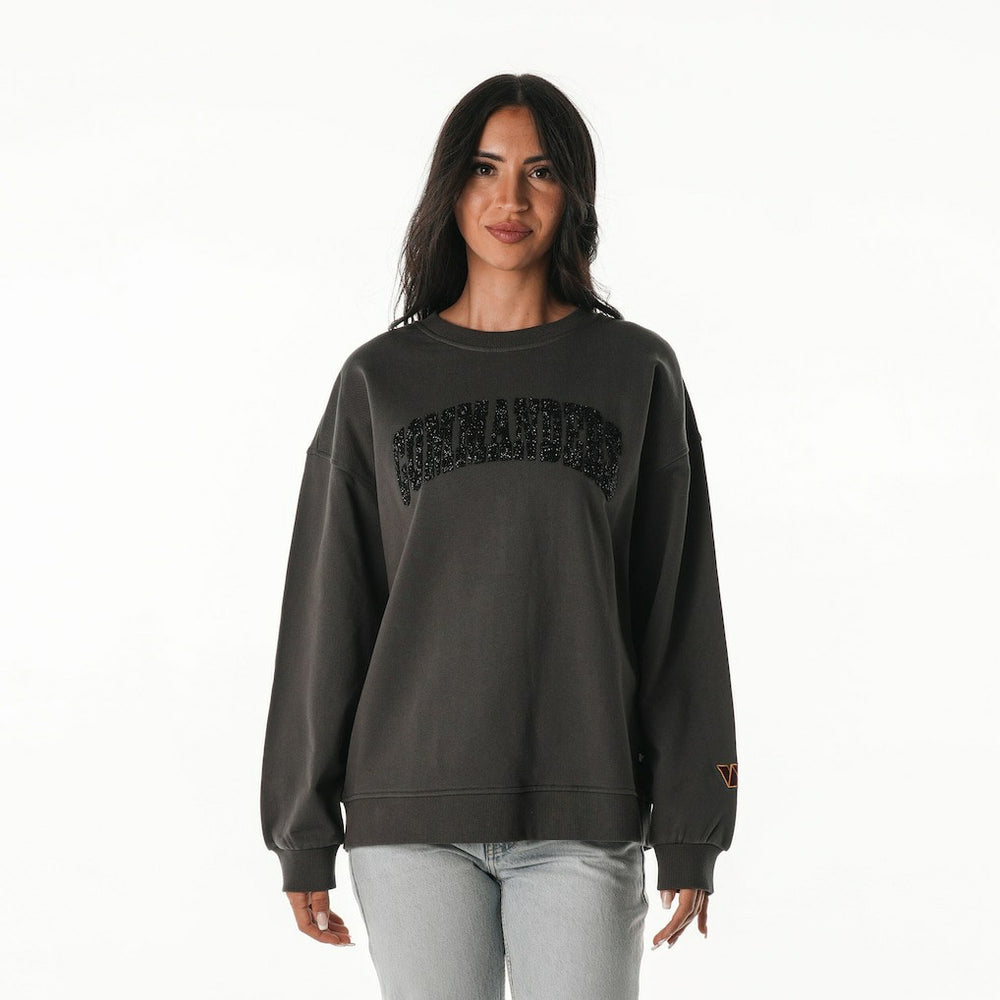 NFL Washington Commanders The Wild Collective Women's Rock Crystal Oversized Crewneck Sweatshirt