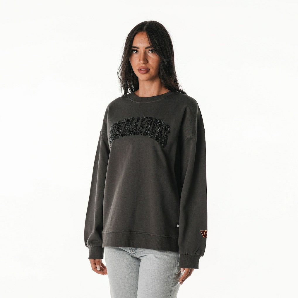 NFL Washington Commanders The Wild Collective Women's Rock Crystal Oversized Crewneck Sweatshirt