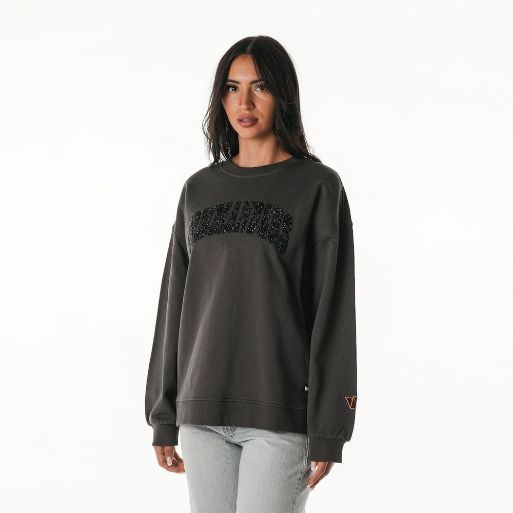 NFL Washington Commanders The Wild Collective Women's Rock Crystal Oversized Crewneck Sweatshirt