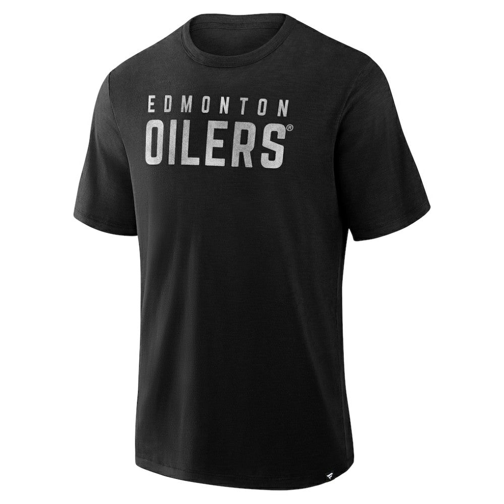 Edmonton Oilers Fanatics Play Distressed Wordmark Stadium Slub T-Shirt