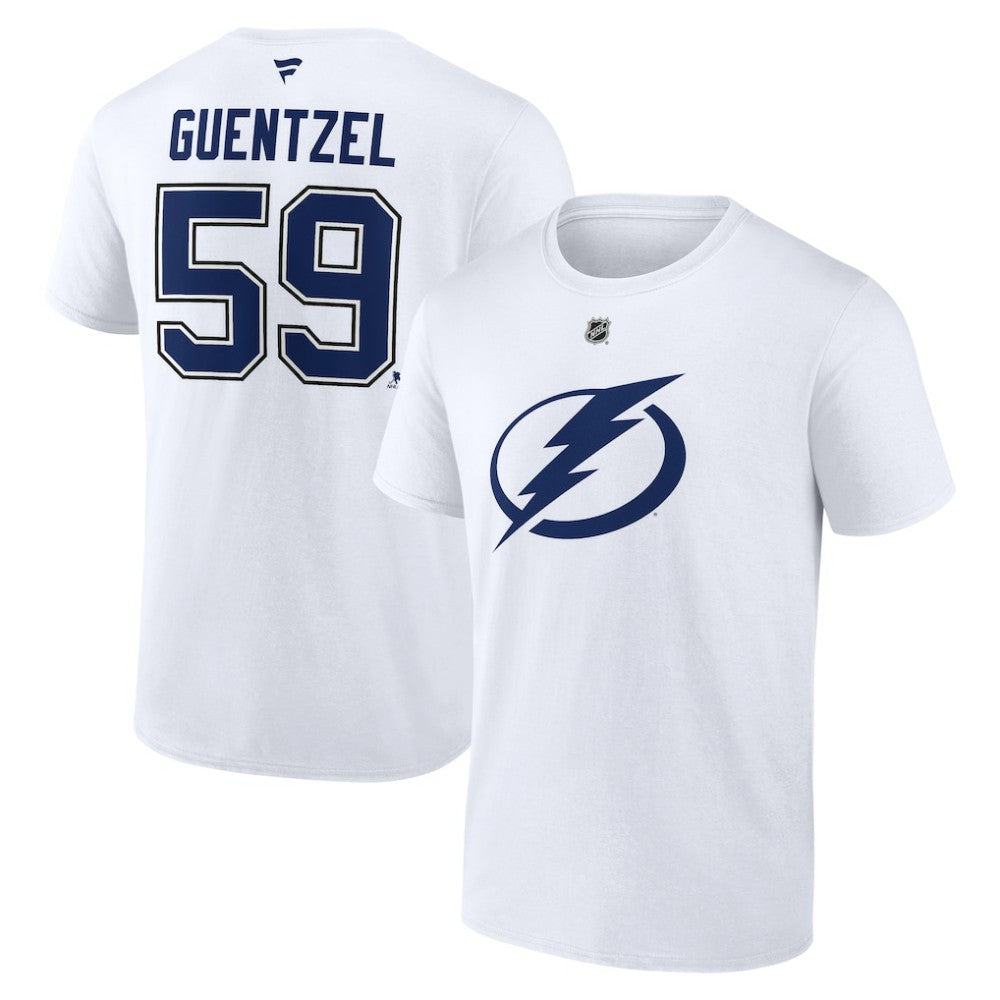 Jake Guentzel Tampa Bay Lightning Fanatics Authentic Stack Name & Number T-Shirt