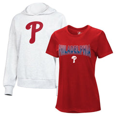 Philadelphia Phillies G-III 4Her by Carl Banks Women's T-Shirt and Hoodie Combo Pack - Red/Bright Heather Ceramic