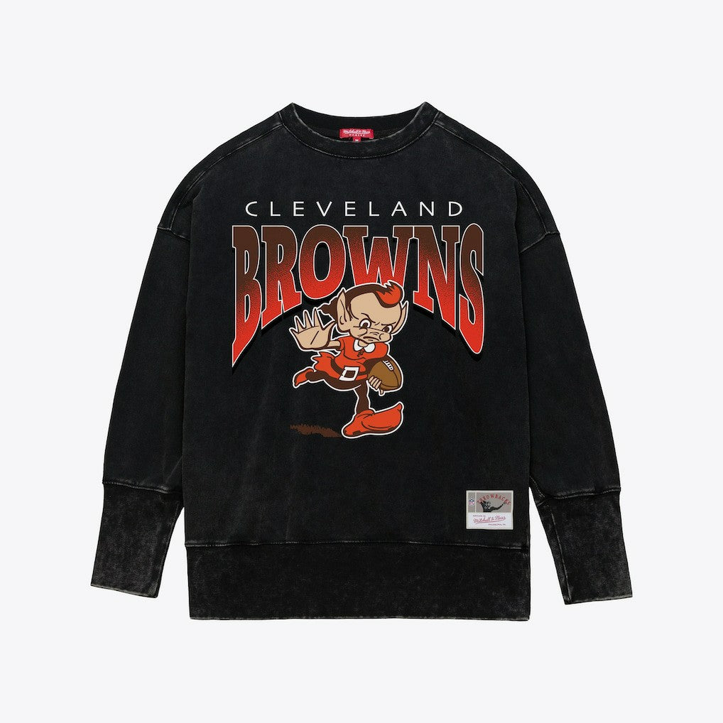 NFL Cleveland Browns Women's Delineate Mineral Wash Crewneck Sweatshirt