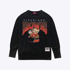 NFL Cleveland Browns Women's Delineate Mineral Wash Crewneck Sweatshirt
