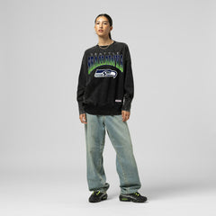 NFL Seattle Seahawks Women's Delineate Mineral Wash Crewneck Sweatshirt