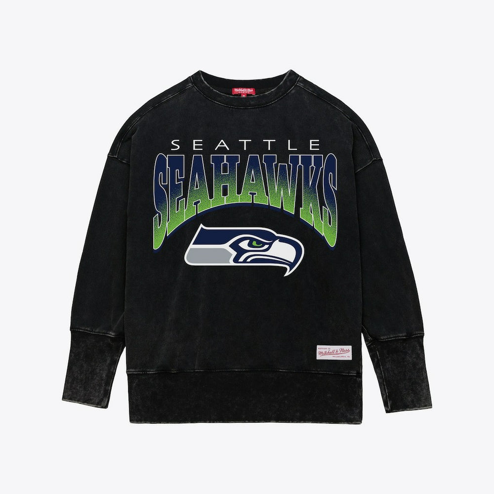 NFL Seattle Seahawks Women's Delineate Mineral Wash Crewneck Sweatshirt