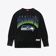 NFL Seattle Seahawks Women's Delineate Mineral Wash Crewneck Sweatshirt