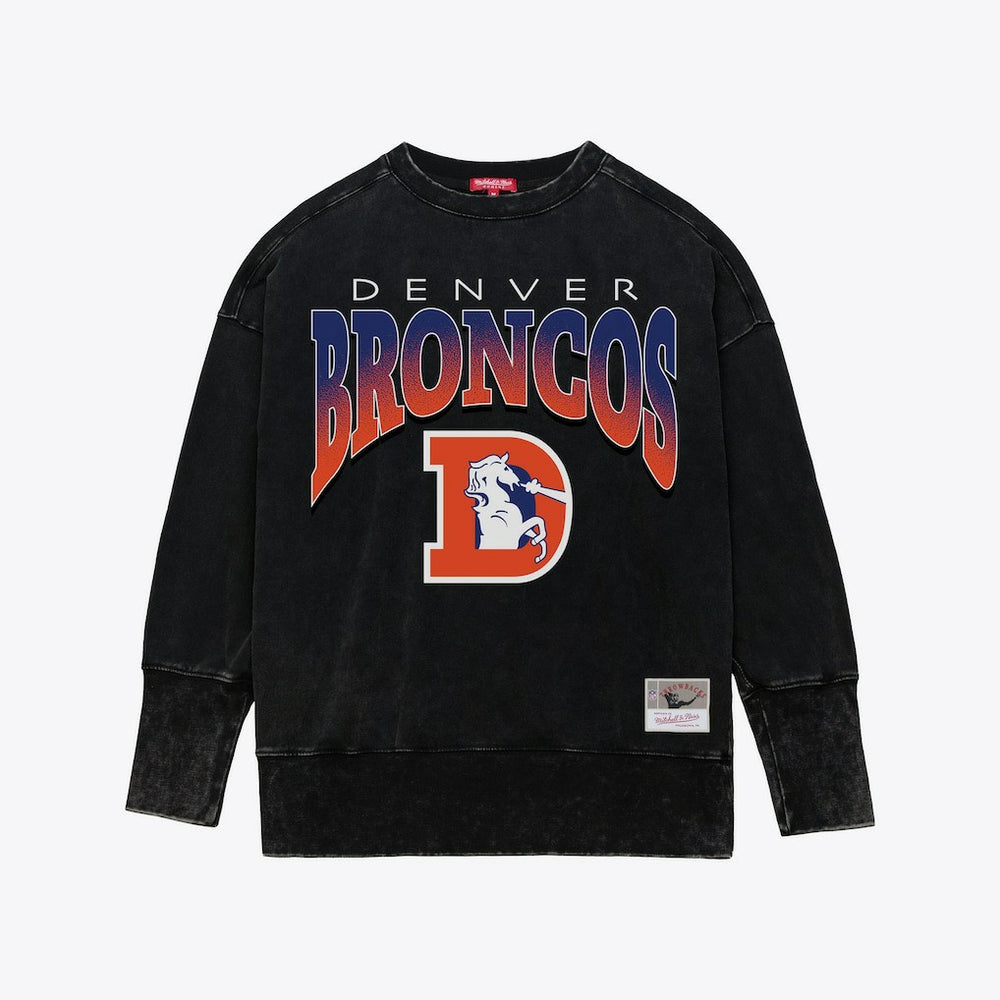 NFL Denver Broncos Women's Delineate Mineral Wash Crewneck Sweatshirt