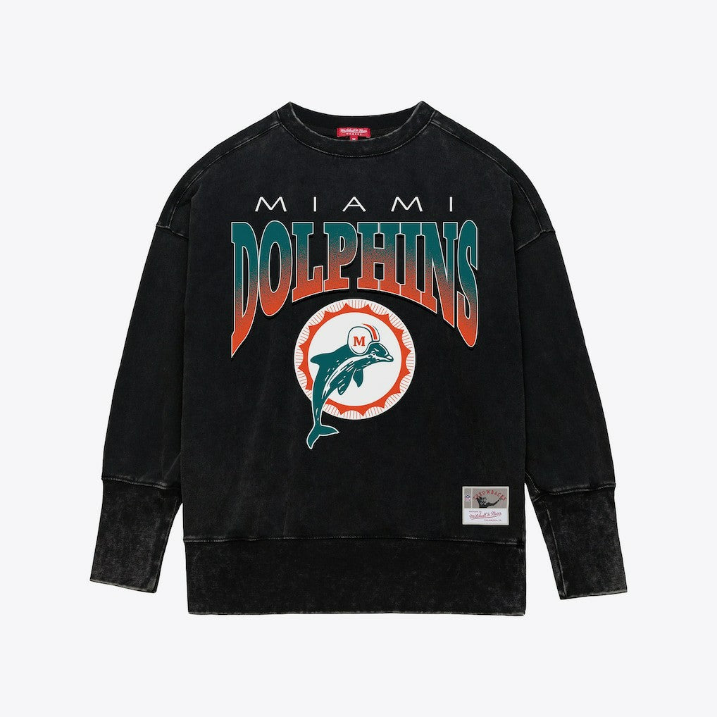 NFL Miami Dolphins Women's Delineate Mineral Wash Crewneck Sweatshirt