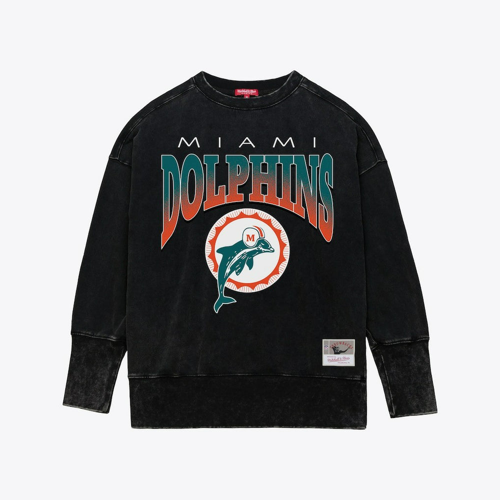 NFL Miami Dolphins Women's Delineate Mineral Wash Crewneck Sweatshirt