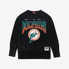 NFL Miami Dolphins Women's Delineate Mineral Wash Crewneck Sweatshirt