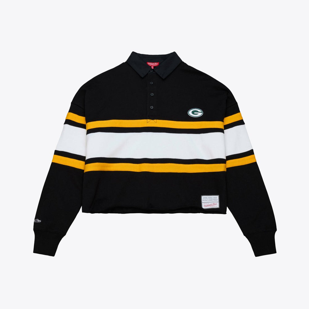 NFL Green Bay Packers Women's Cropped Long Sleeve Rugby Polo