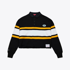 NFL Green Bay Packers Women's Cropped Long Sleeve Rugby Polo
