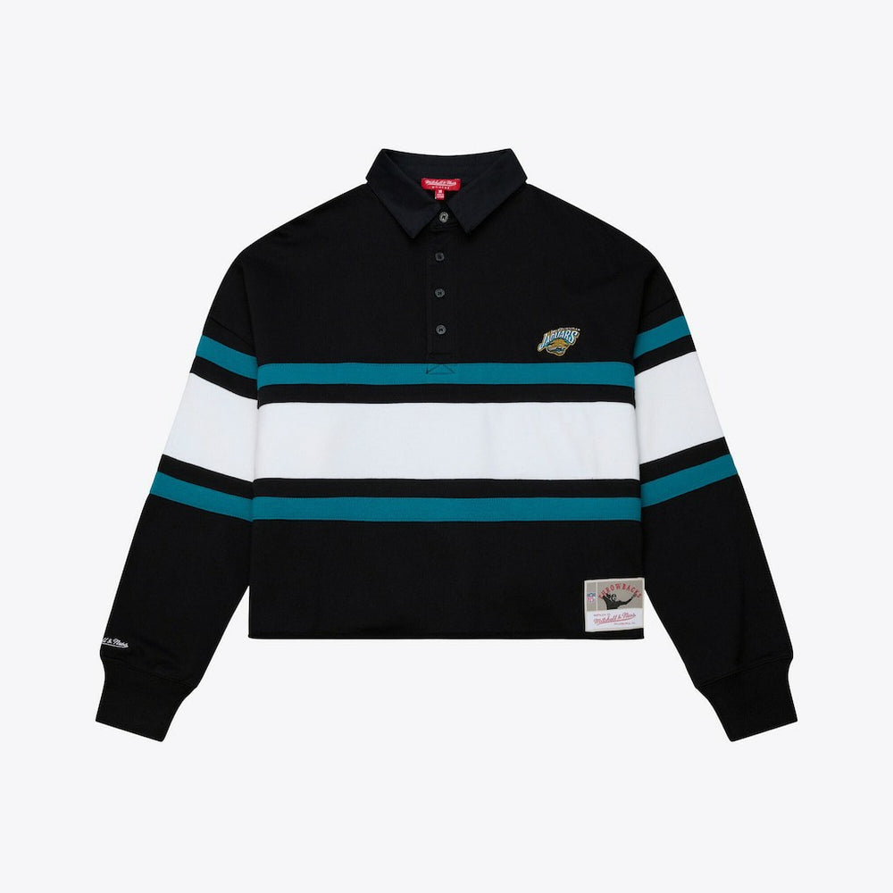 NFL Jacksonville Jaguars Women's Throwback Cropped Long Sleeve Rugby Polo