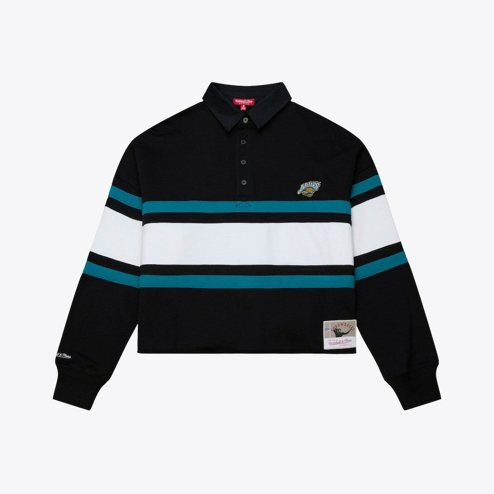 NFL Jacksonville Jaguars Women's Throwback Cropped Long Sleeve Rugby Polo
