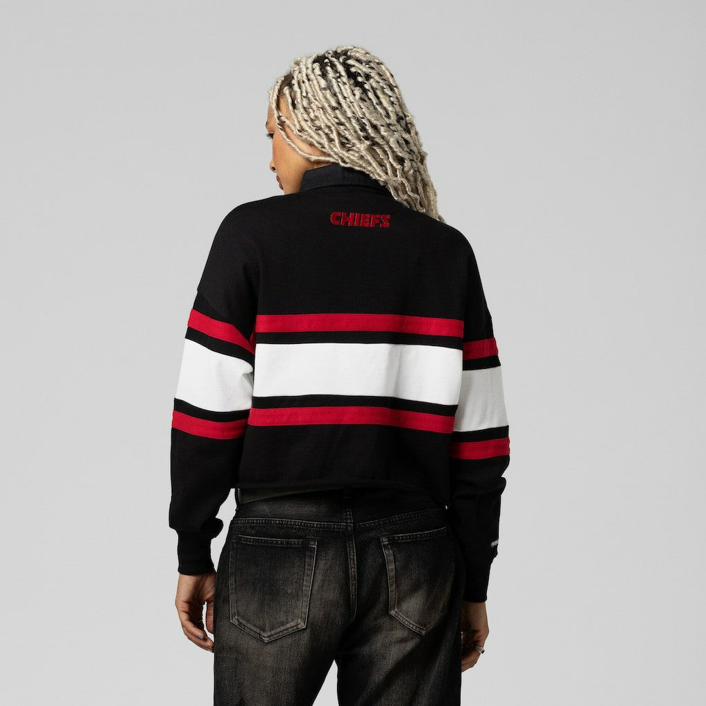NFL Kansas City Chiefs Women's Cropped Long Sleeve Rugby Polo