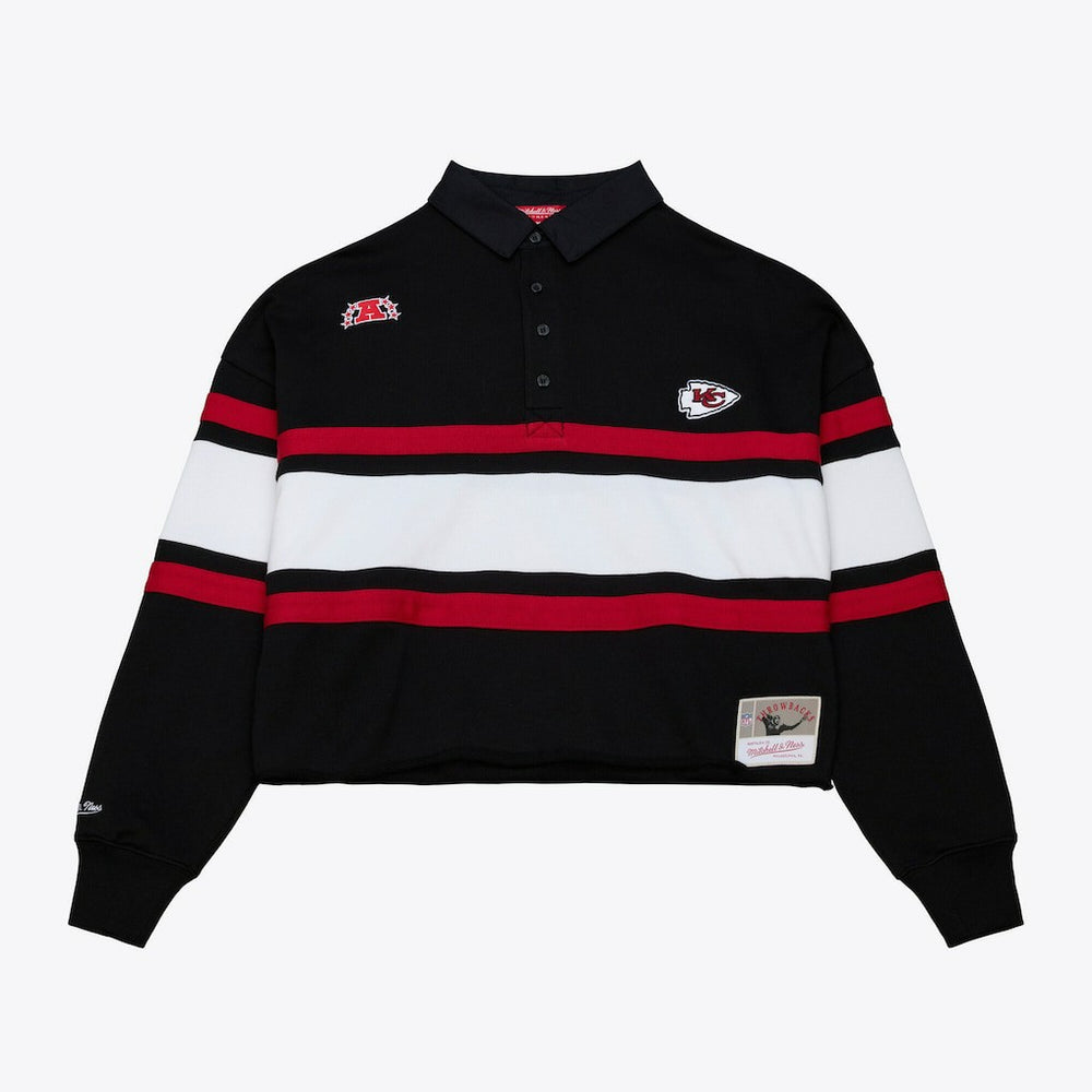 NFL Kansas City Chiefs Women's Cropped Long Sleeve Rugby Polo