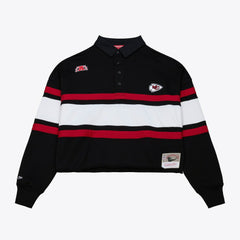 NFL Kansas City Chiefs Women's Cropped Long Sleeve Rugby Polo
