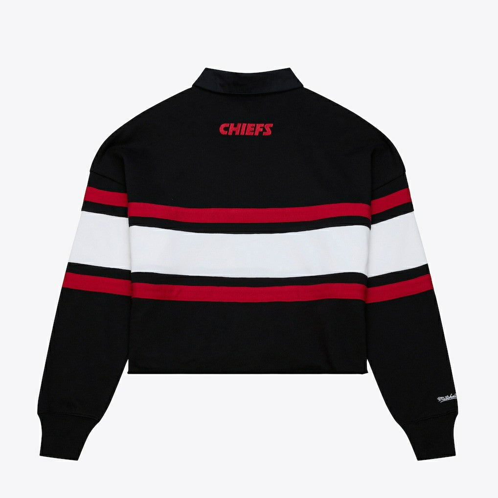 NFL Kansas City Chiefs Women's Cropped Long Sleeve Rugby Polo