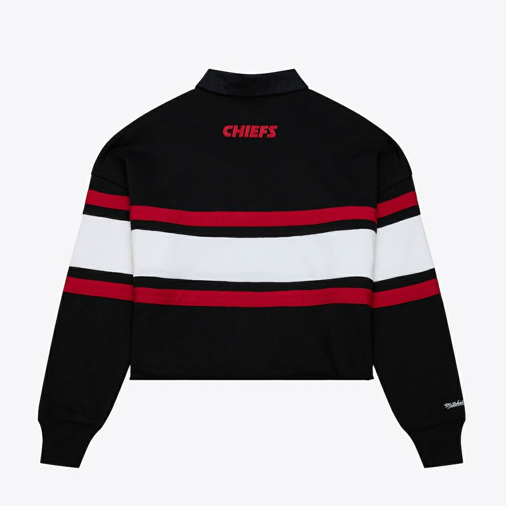 NFL Kansas City Chiefs Women's Cropped Long Sleeve Rugby Polo
