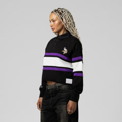 NFL Minnesota Vikings Women's Cropped Long Sleeve Rugby Polo