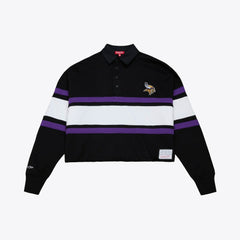 NFL Minnesota Vikings Women's Cropped Long Sleeve Rugby Polo