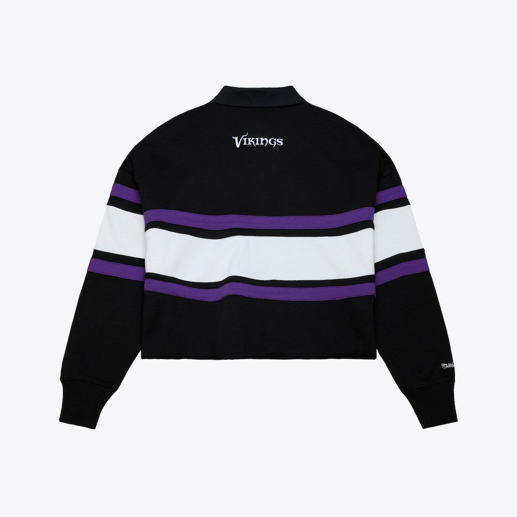 NFL Minnesota Vikings Women's Cropped Long Sleeve Rugby Polo