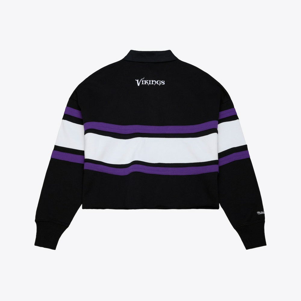 NFL Minnesota Vikings Women's Cropped Long Sleeve Rugby Polo
