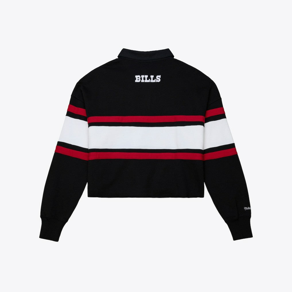 NFL Buffalo Bills Women's Throwback Cropped Long Sleeve Rugby Polo