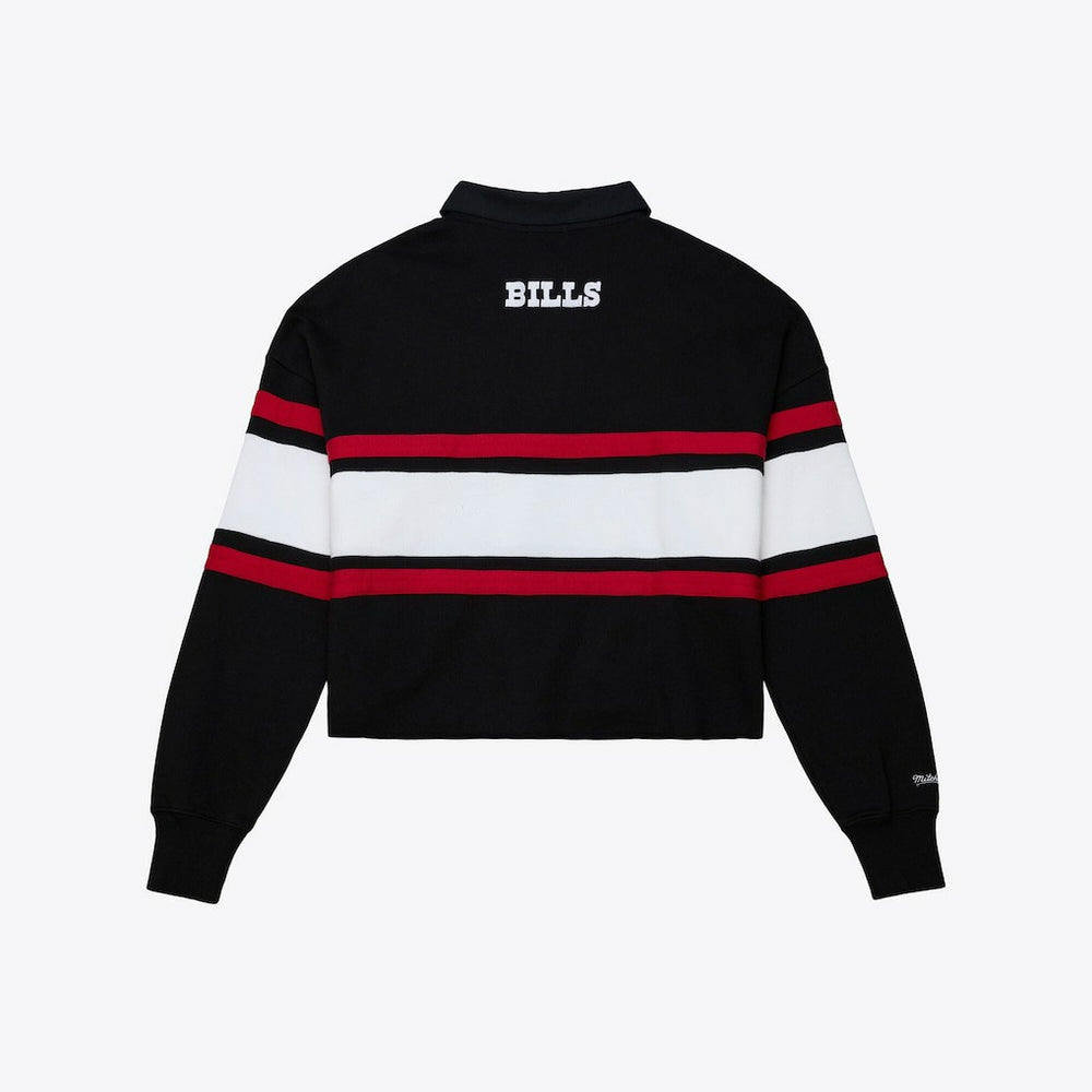 NFL Buffalo Bills Women's Throwback Cropped Long Sleeve Rugby Polo