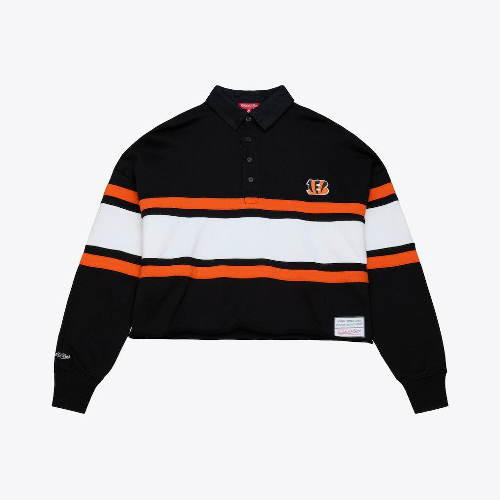 NFL Cincinnati Bengals Women's Cropped Long Sleeve Rugby Polo