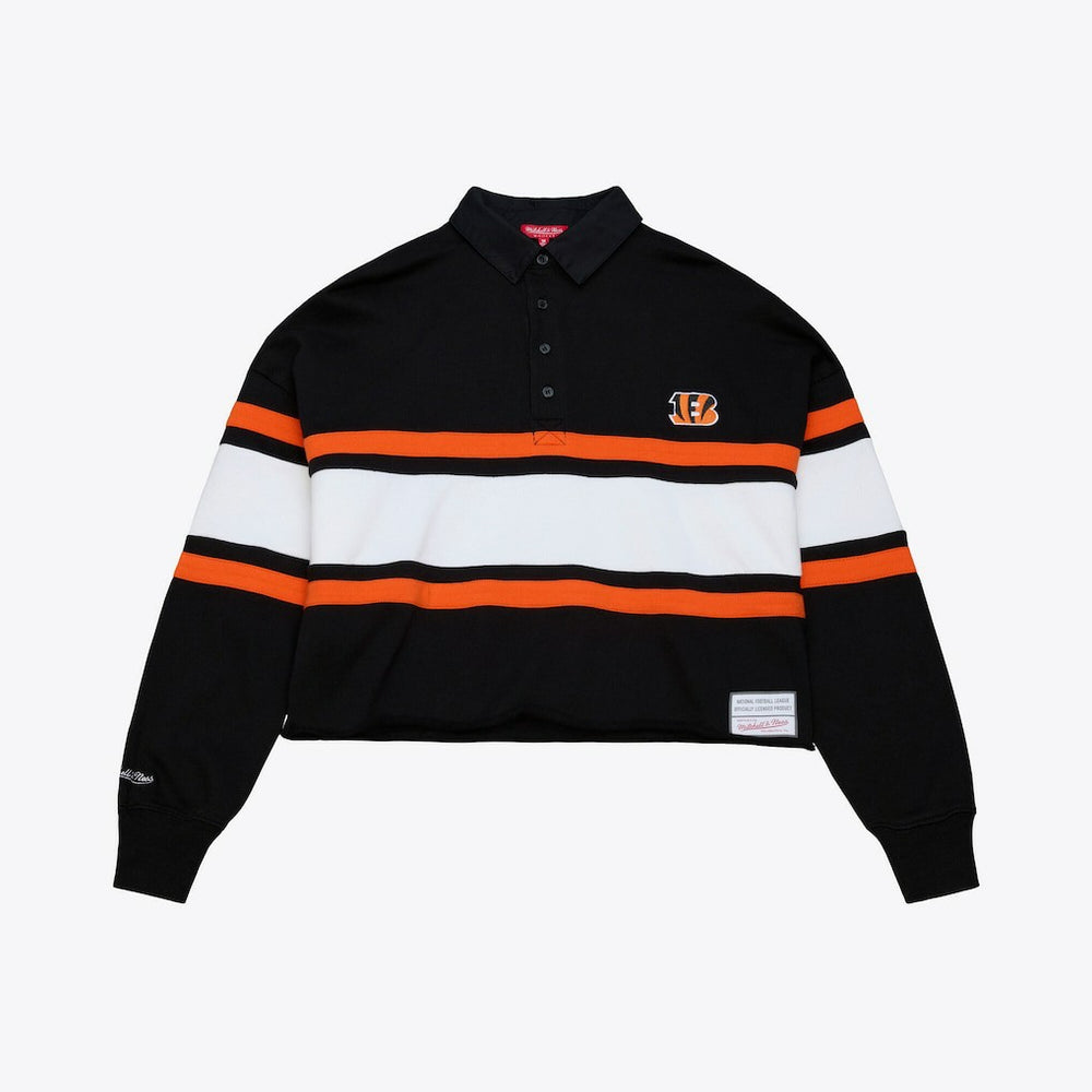 NFL Cincinnati Bengals Women's Cropped Long Sleeve Rugby Polo