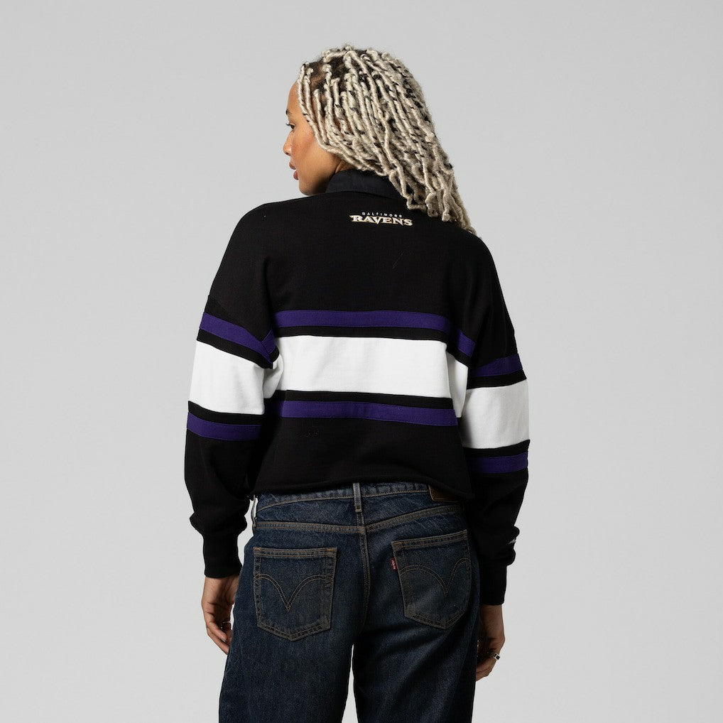 NFL Baltimore Ravens Women's Cropped Long Sleeve Rugby Polo