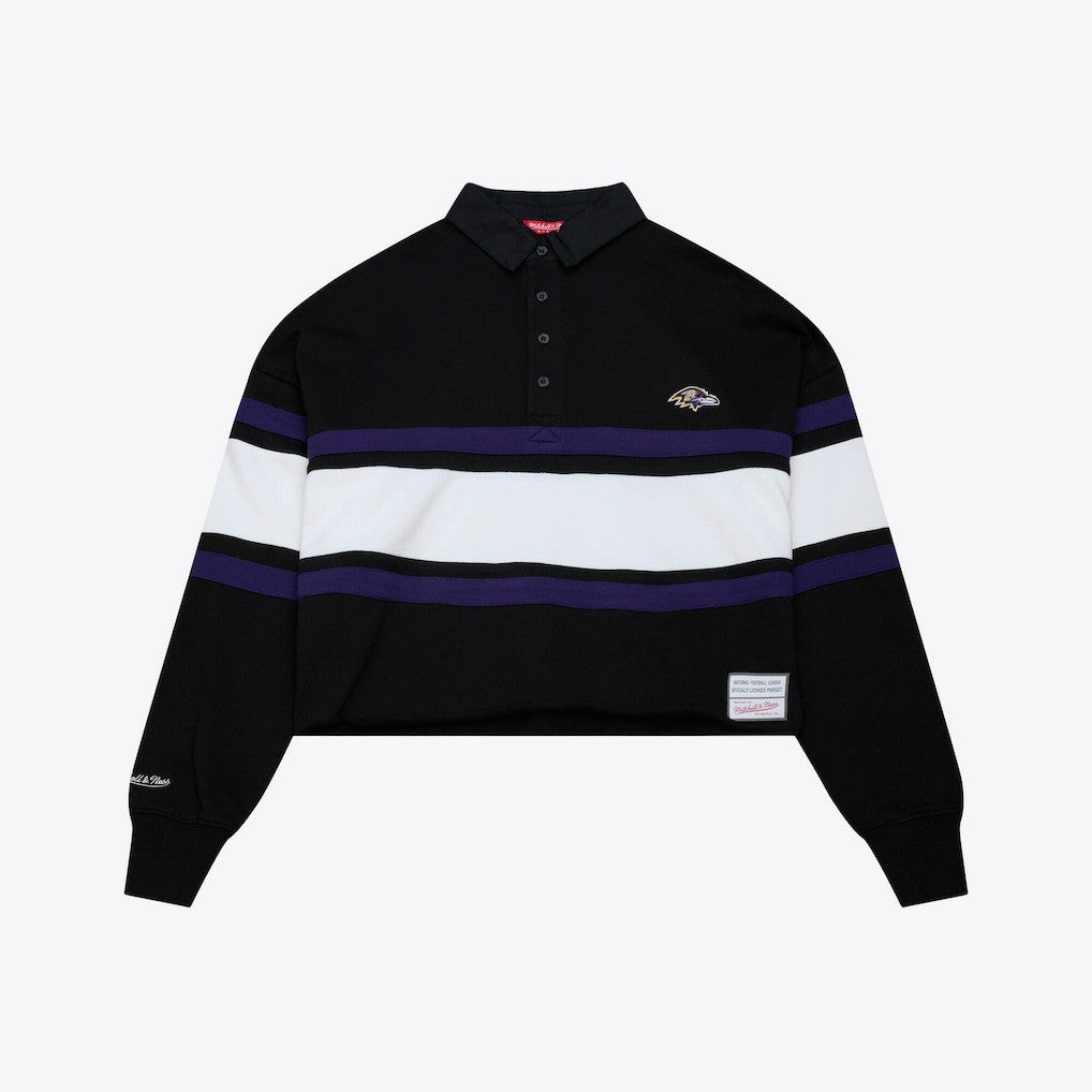 NFL Baltimore Ravens Women's Cropped Long Sleeve Rugby Polo