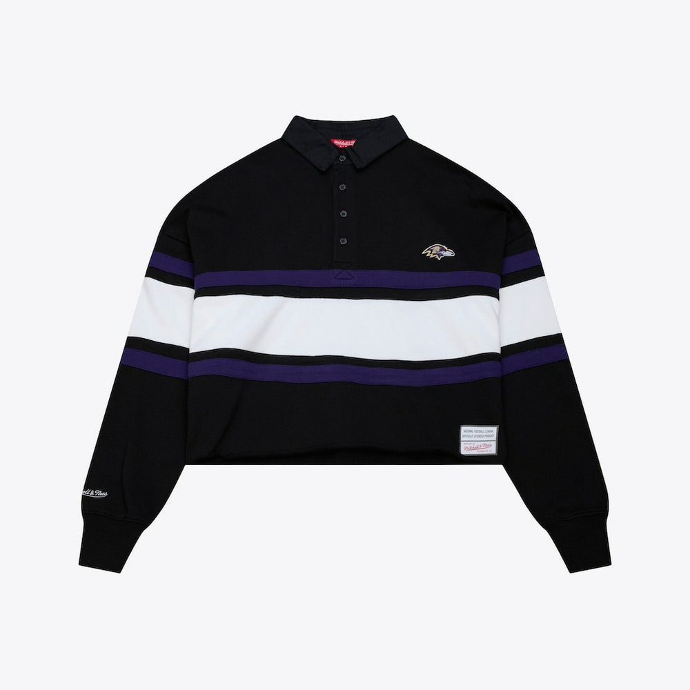 NFL Baltimore Ravens Women's Cropped Long Sleeve Rugby Polo