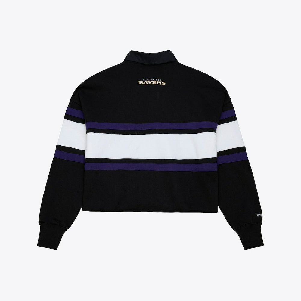 NFL Baltimore Ravens Women's Cropped Long Sleeve Rugby Polo