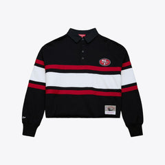 NFL San Francisco 49ers Women's Cropped Long Sleeve Rugby Polo