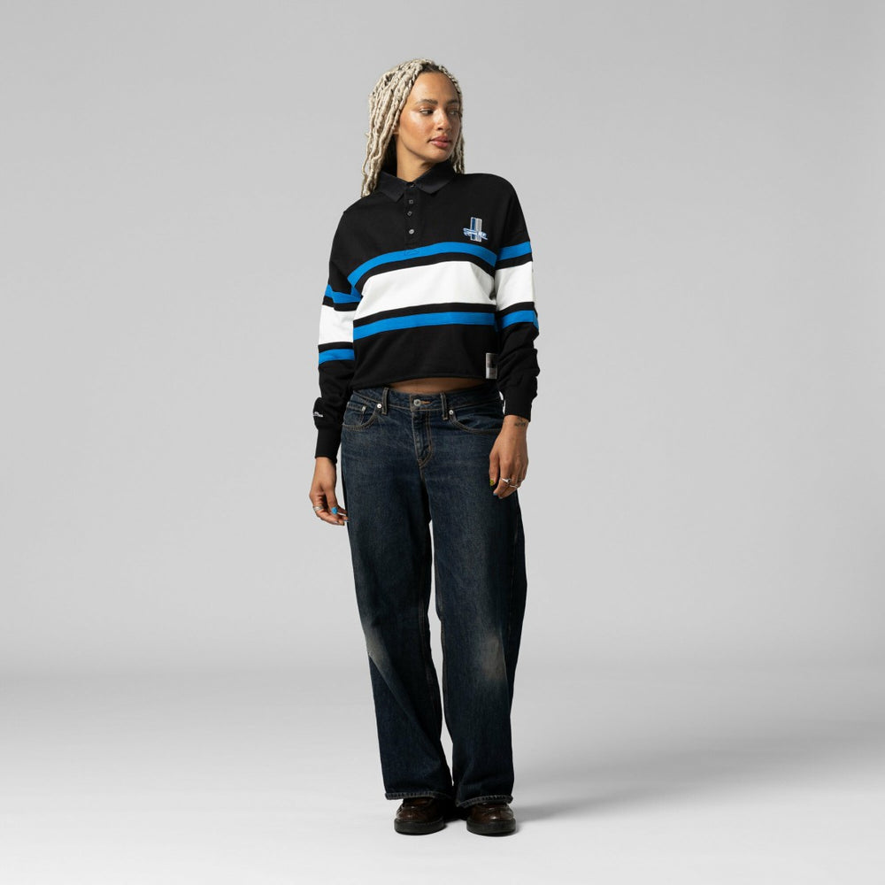 NFL Detroit Lions Women's Cropped Long Sleeve Rugby Polo