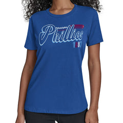 Philadelphia Phillies Starter Women's Groovy Script Team Fitted T-Shirt - Royal