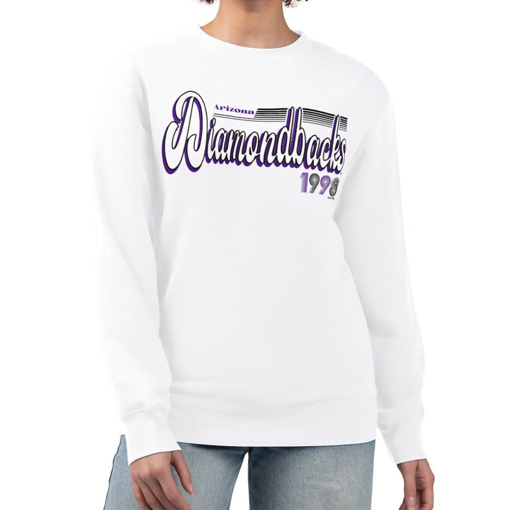 Arizona Diamondbacks Starter Women's Groovy Script Team Fleece Pullover Sweatshirt - White