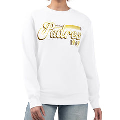 San Diego Padres Starter Women's Groovy Script Team Fleece Pullover Sweatshirt - White