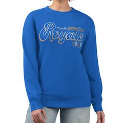 Kansas City Royals Starter Women's Groovy Script Team Fleece Pullover Sweatshirt - Royal