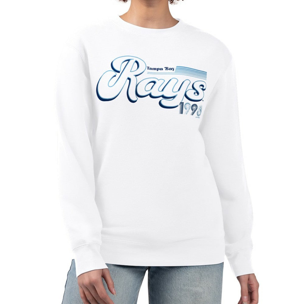 Tampa Bay Rays Starter Women's Groovy Script Team Fleece Pullover Sweatshirt - White