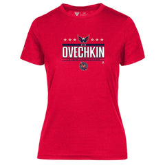 Alexander Ovechkin Washington Capitals Levelwear Women's NHL All-Time Leading Goal Scorer Milestone Stars Name & Number Maddox T-Shirt